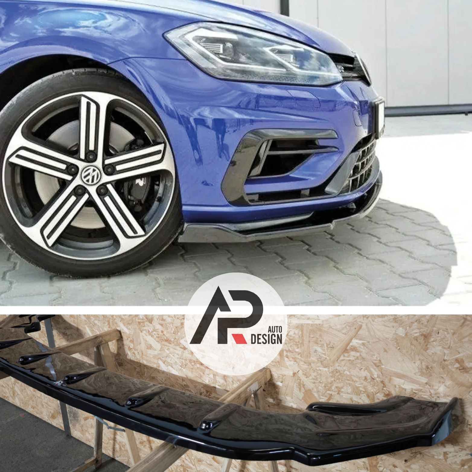 VW Golf 7.5 R Lip Lamina Frontal R Preto brilhante