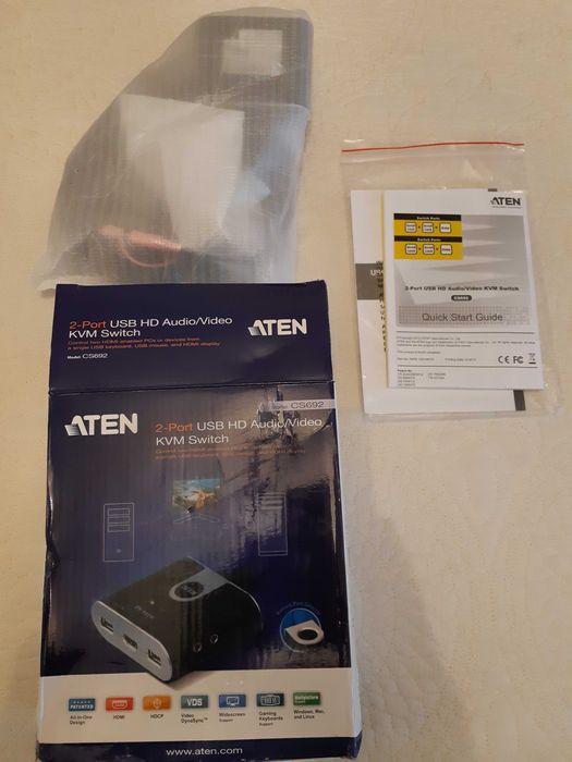 Comutador ATEN CS 692 KVM (liga 2 PC- 1 Monitor, 1 teclado, 1 rato)