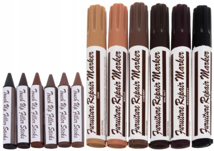 Flamastry zestaw do naprawy paneli mebli drewna marker + wosk