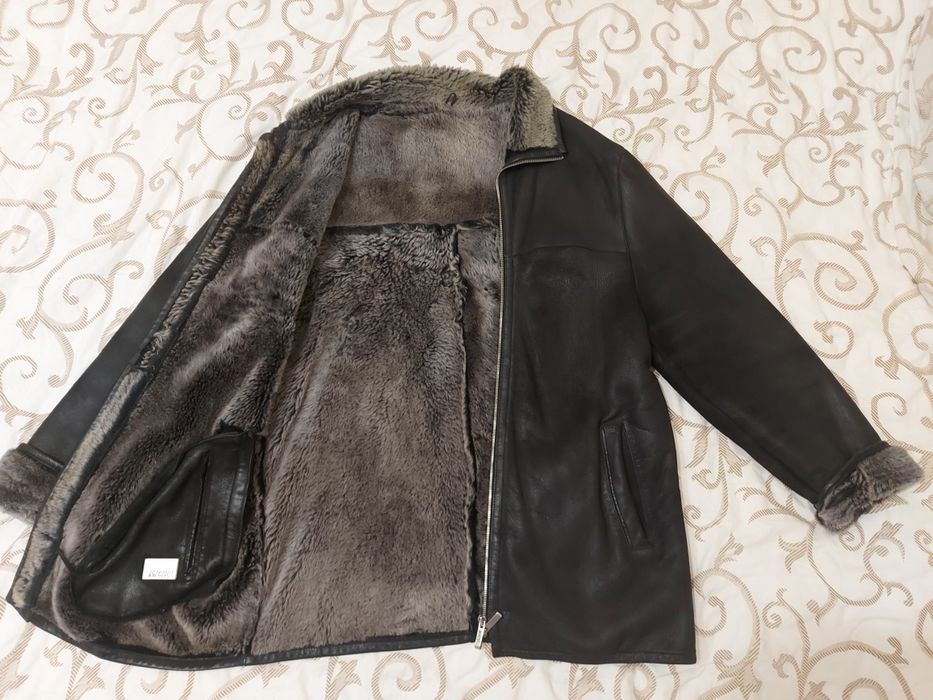 Дубленка натуральная мужская. Кожанная. Размер 50