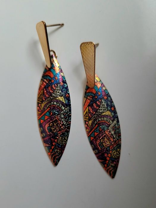 Kolczyki etniczne boho etnic cygańskie gypsy eleganckie wzorzyste ryba