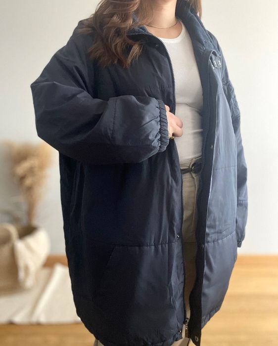 Kurtka wiosenna parka pikowana granatowa na zamek przejściowa 48/50