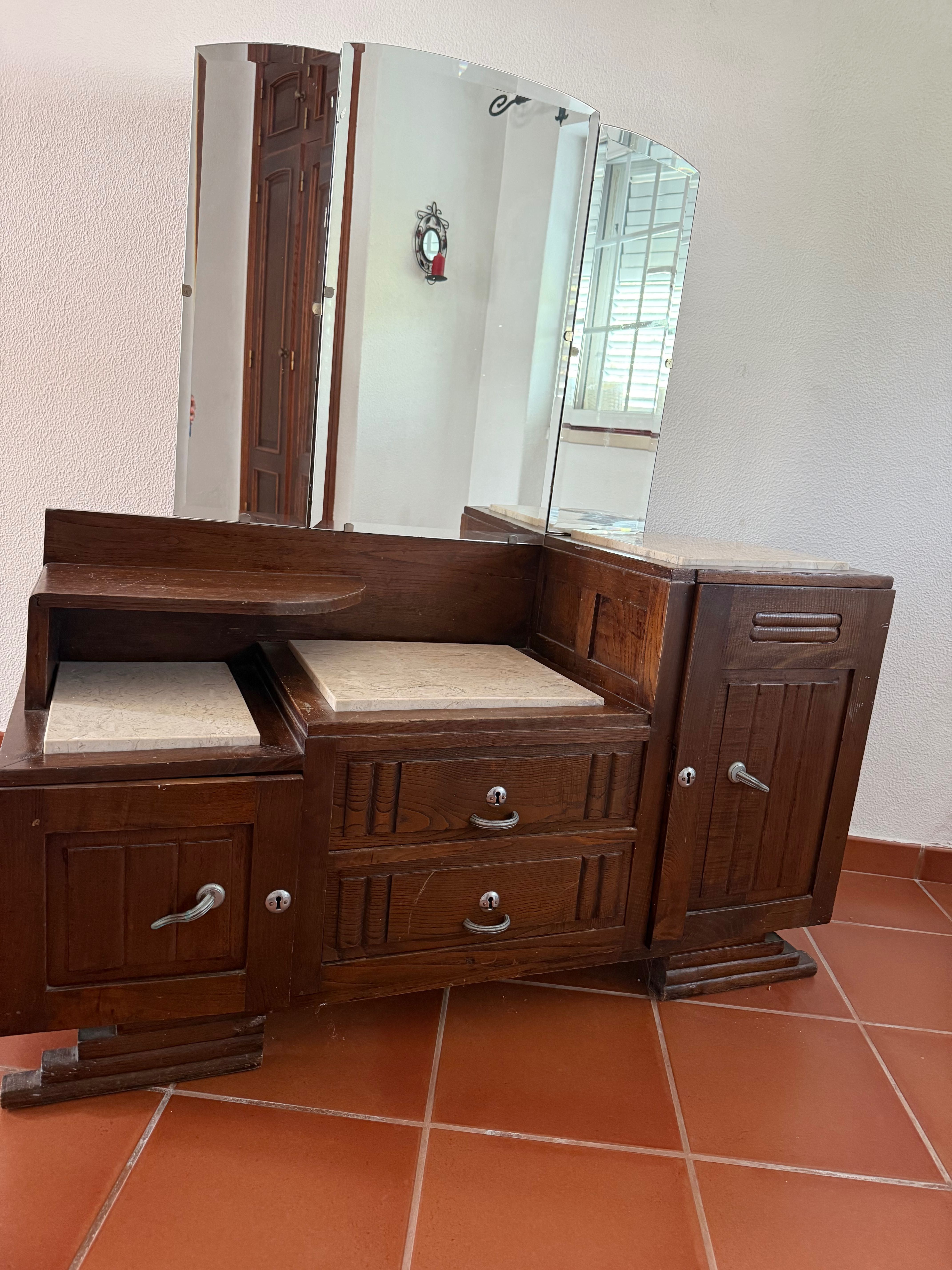 Cômoda com espelho em madeira – Excelente estado