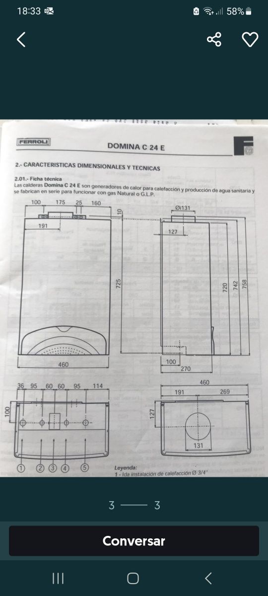 Caldeira gás proprano Ferroli