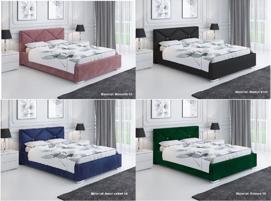 Łóżko tapicerowane LUX 12 180x200 Stelaż + duży pojemnik na pościel