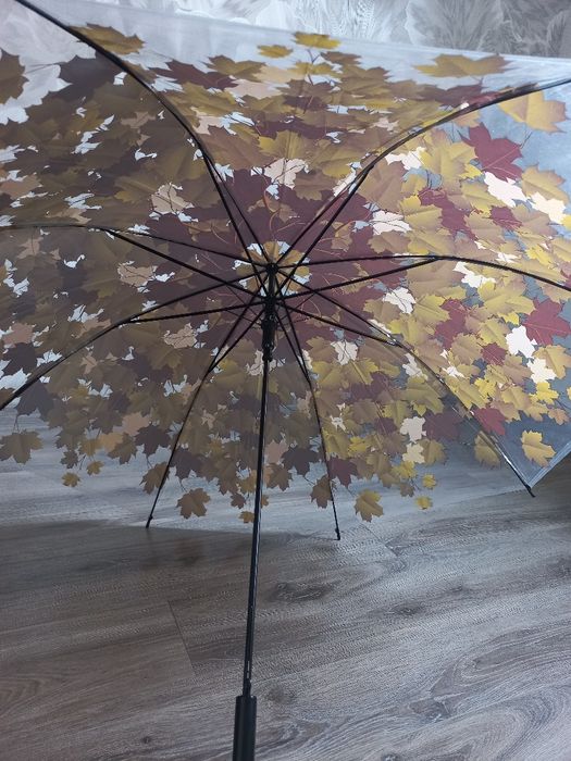 Жіноча прозора парасолька тростина осінні листя.