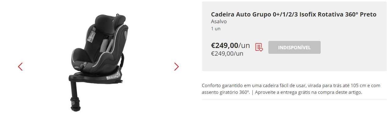 Cadeira de bebé ISOFIX grupo 0+/1/2/3 Rotação 360º como nova