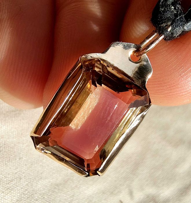 Кулон ожерелье подвеска топаз золото 585 кожа вощеная