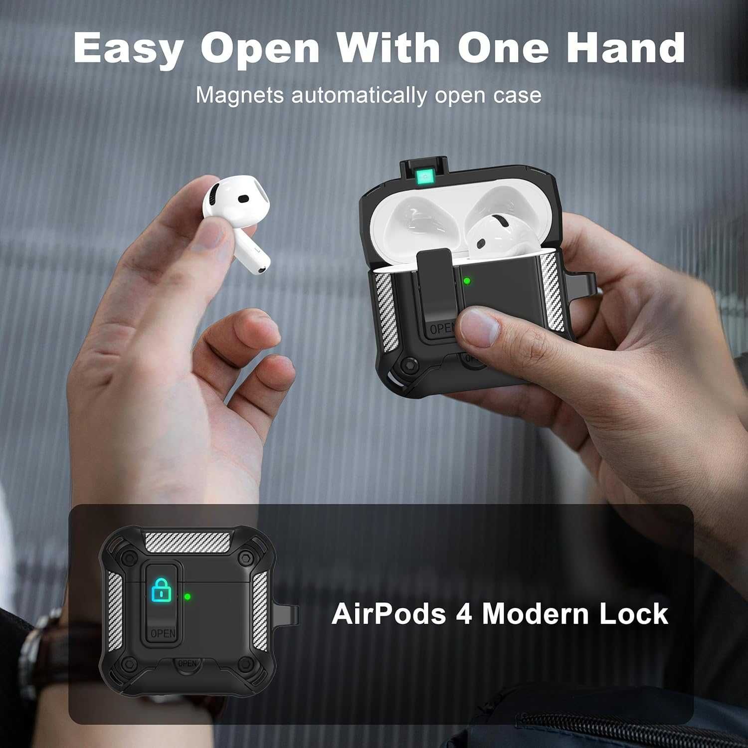 Противоударный чехол с замком для Apple AirPods 4 (2024)