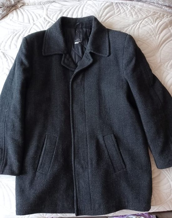 wełniany popielaty płaszcz L 176