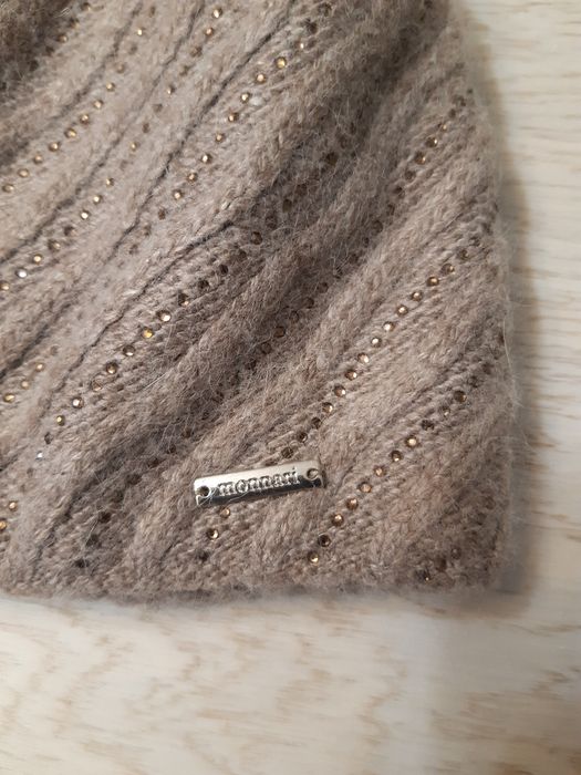 Monnari nowa beżowa zimowa czapka z pomponem r. S 36 na zimę