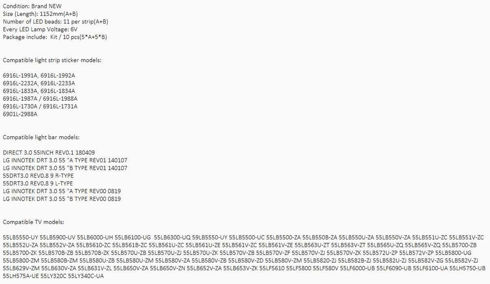 Barras TV LED LG 55" 6916L-1991A 6916L-1992A