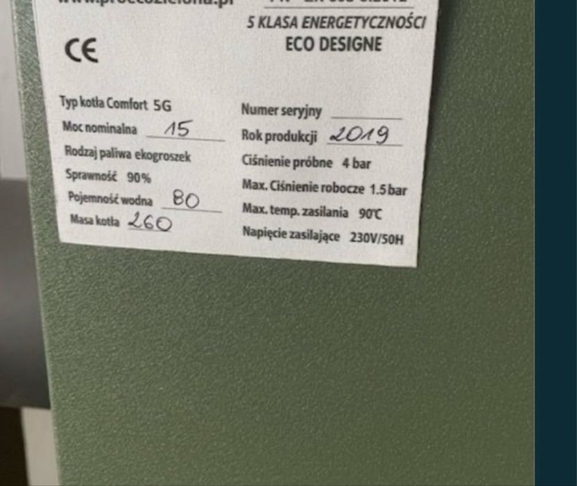 Kocioł piec pellet ekogroszek montaż podajnik eco desgin