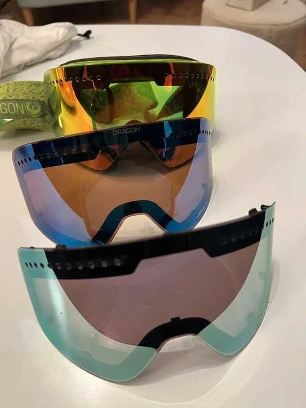 Zielone gogle okulary snowboardowe narciarskie 3 szybki Dragon NFX