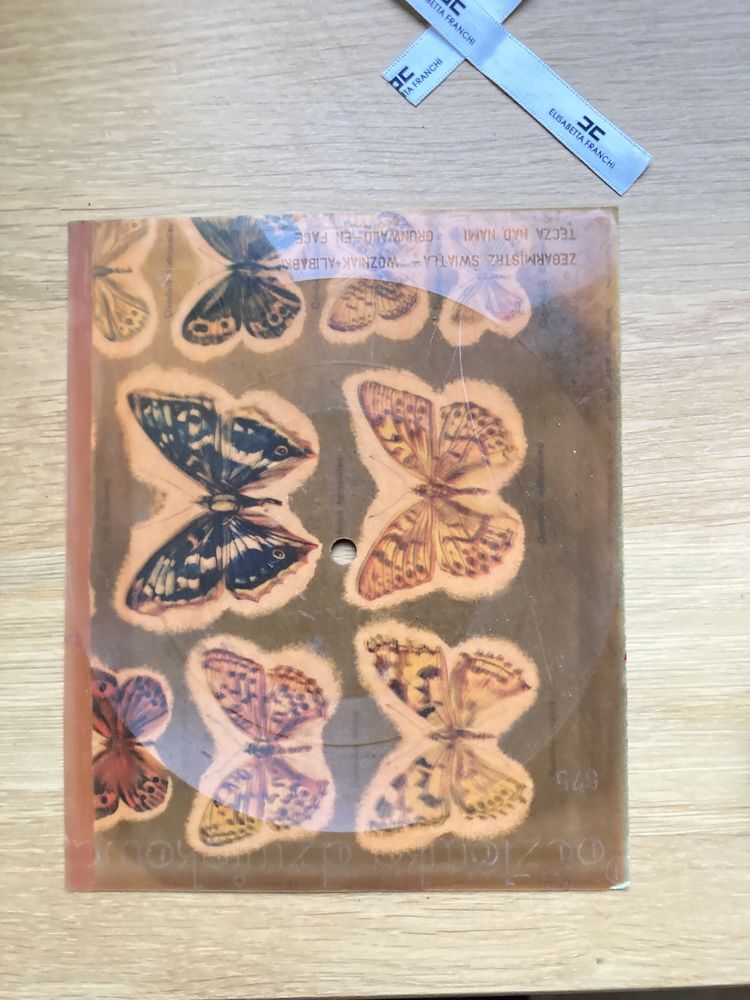 Pocztowka dzwiekowa kartka motyle rzeczy Prl