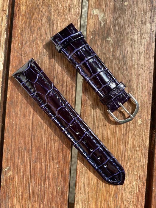 Pasek do zegarka skórzany granatowy "krokodyl" 20mm