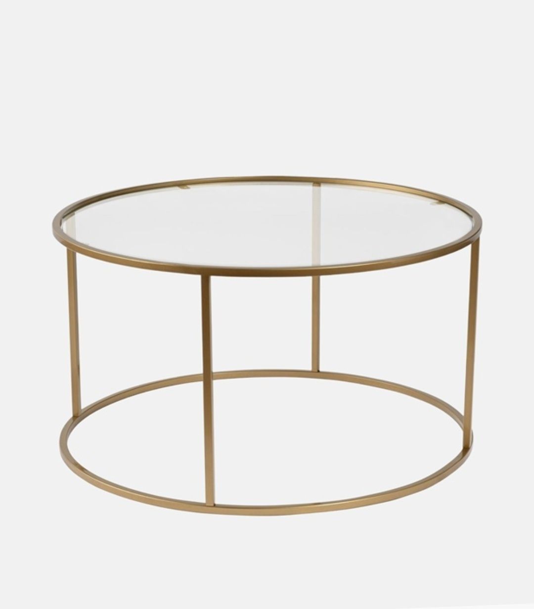 Mesa dourada e vidro para sala