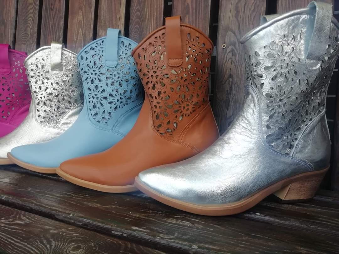 Eleganckie botki kowbojki skóra naturalna kolory