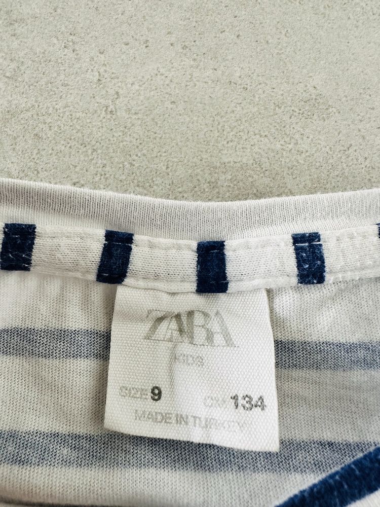 Zara T-Shirt dziewczęcy koszulka bawełna rozmiar 134 paseczki