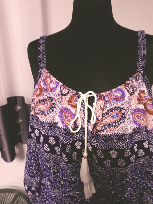 Sukienka lekka szelki lato wzory 42 lejaca