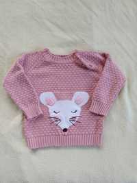 Różowy sweterek z myszką roz. 80