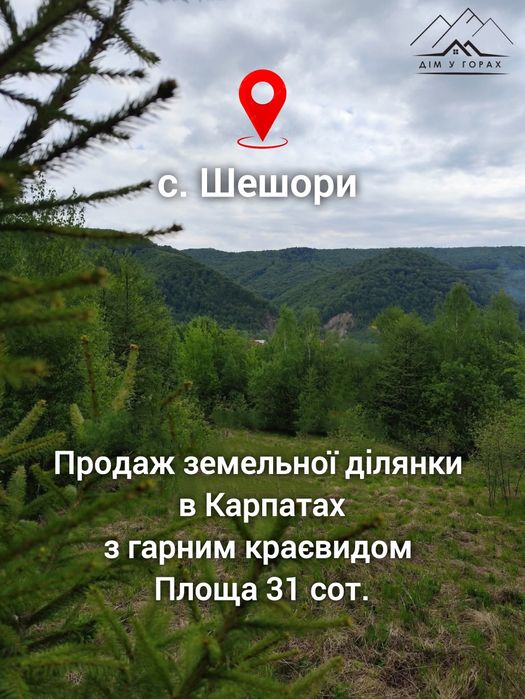 Земельна ділянка 30.7 сот. в с. Шешори з панорамним краєвидом