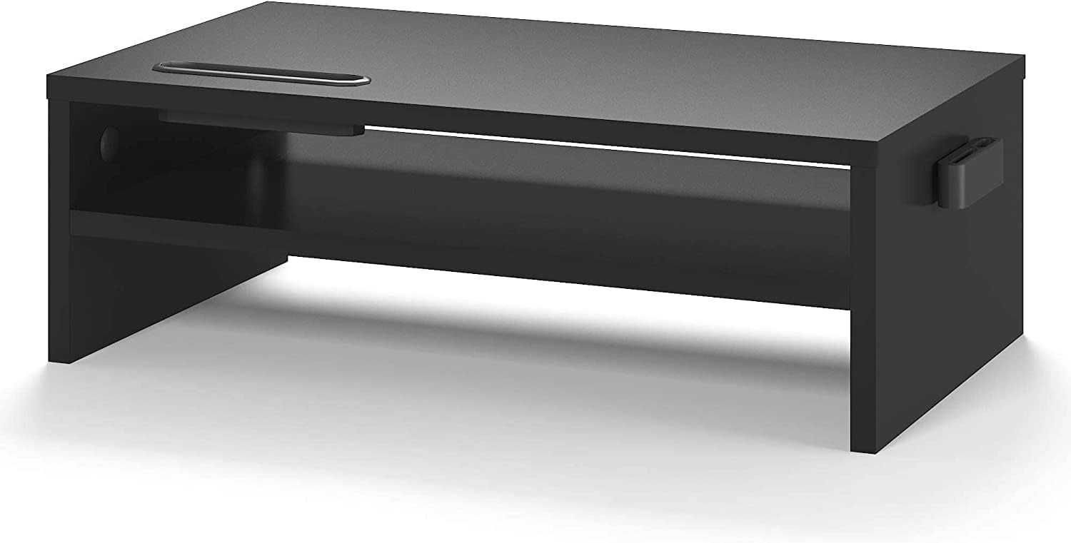 BONTEC 2-Warstwowy Stojak na Monitor Czarny MDF