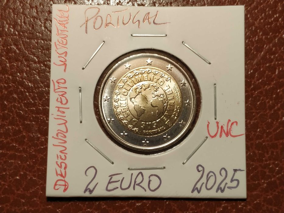 A175 Portugal moeda de 2 euro de 2025 UNC Desenvolvimento Sustentável
