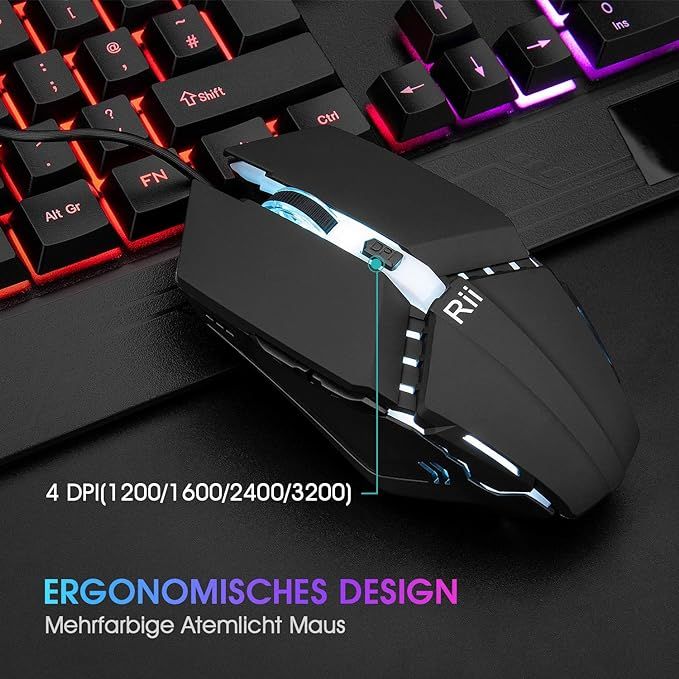 rii przewodowa gamingowa podświetlana klawiatura i mysz vv