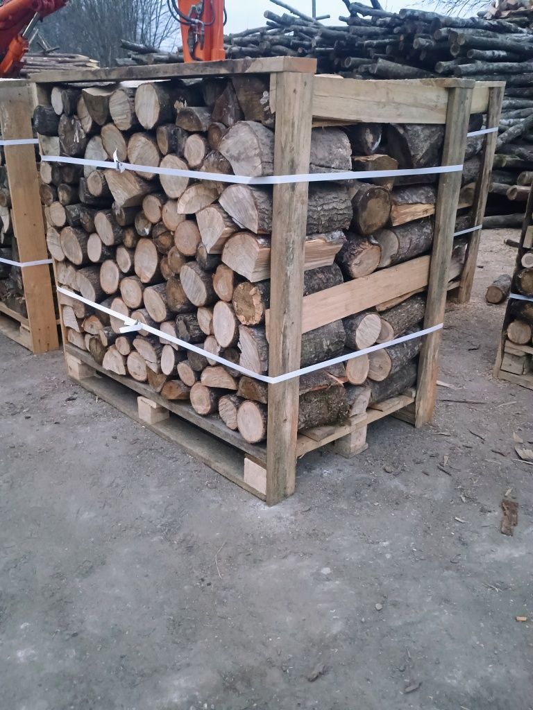 Drewno opałowe kominkowe DĄB w skrzynio paletach