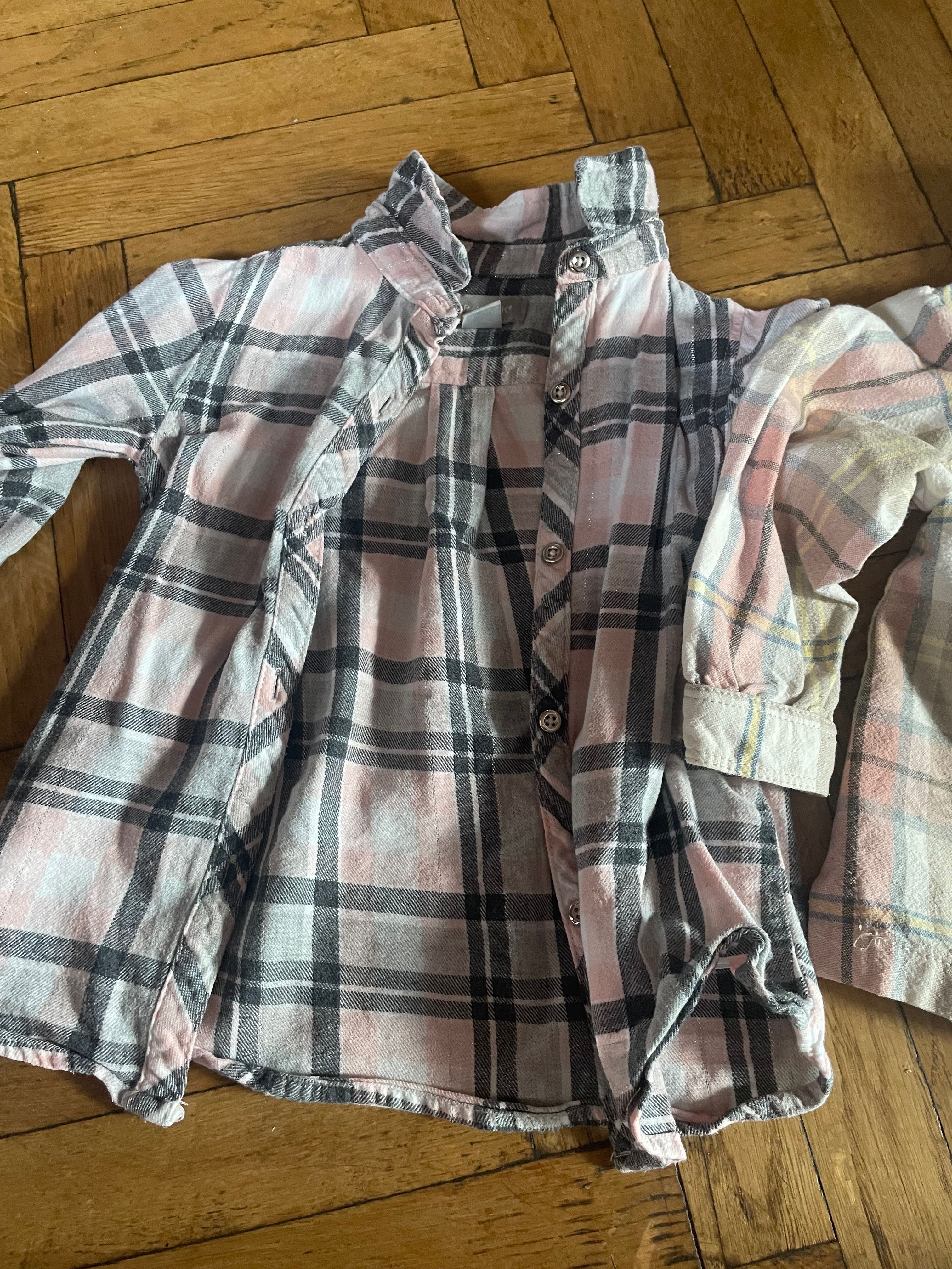 2 koszule w kratę dla dziewczynki Zara Primark śliczne na jesień 92