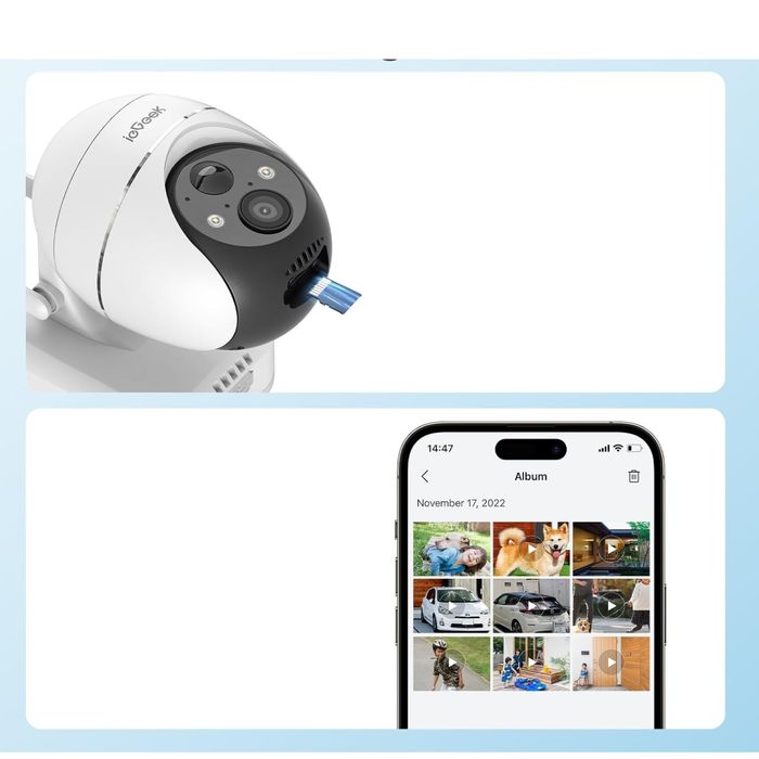 Kamera bezprzewodowa solarna ieGeek 2K/3MP WiFi 360° PTZ detekcja ruch