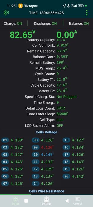 Електро батарея літій 72в 64а