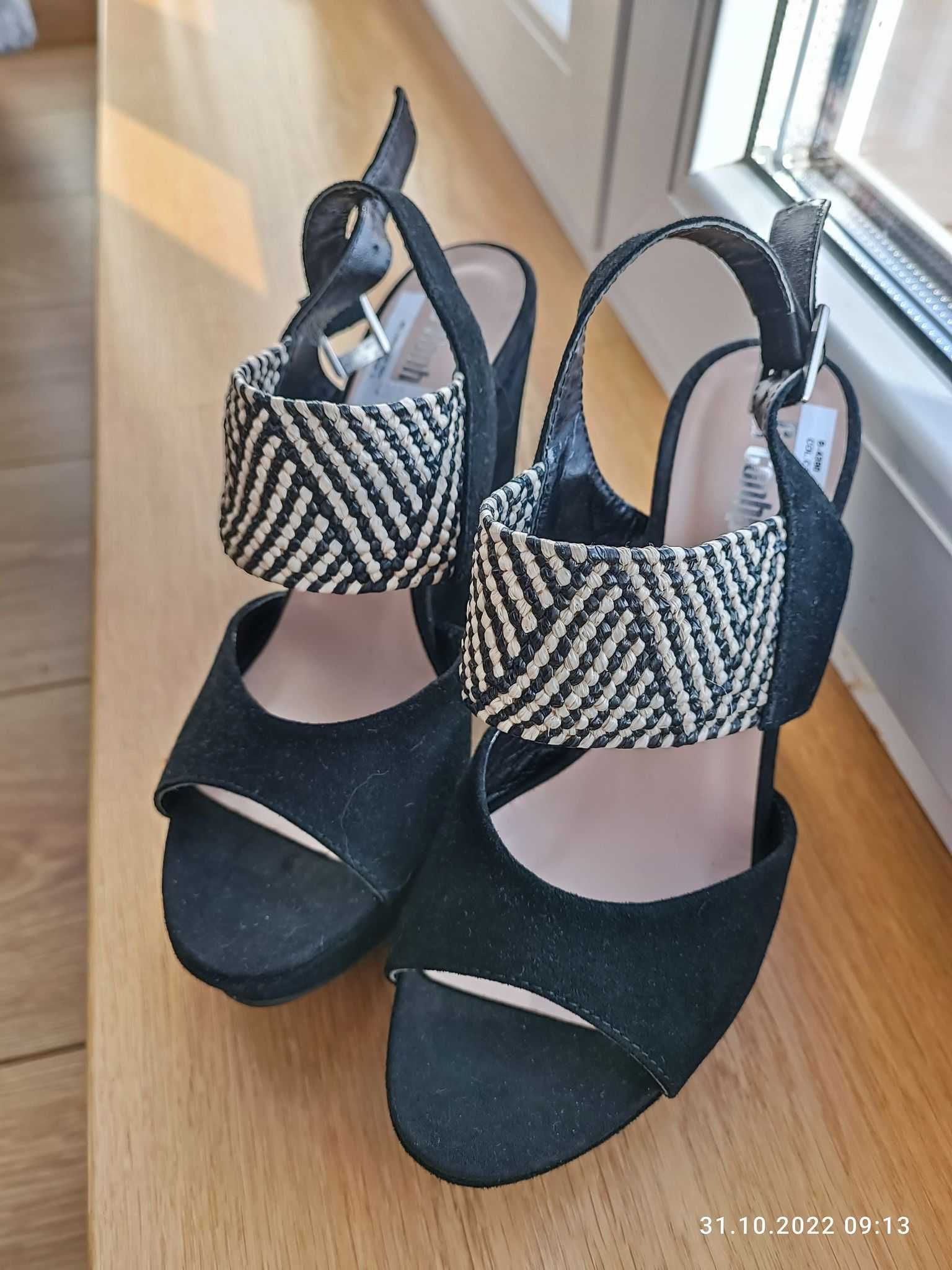 Buty damskie 37 na koturnie zamsz lato Conhpol