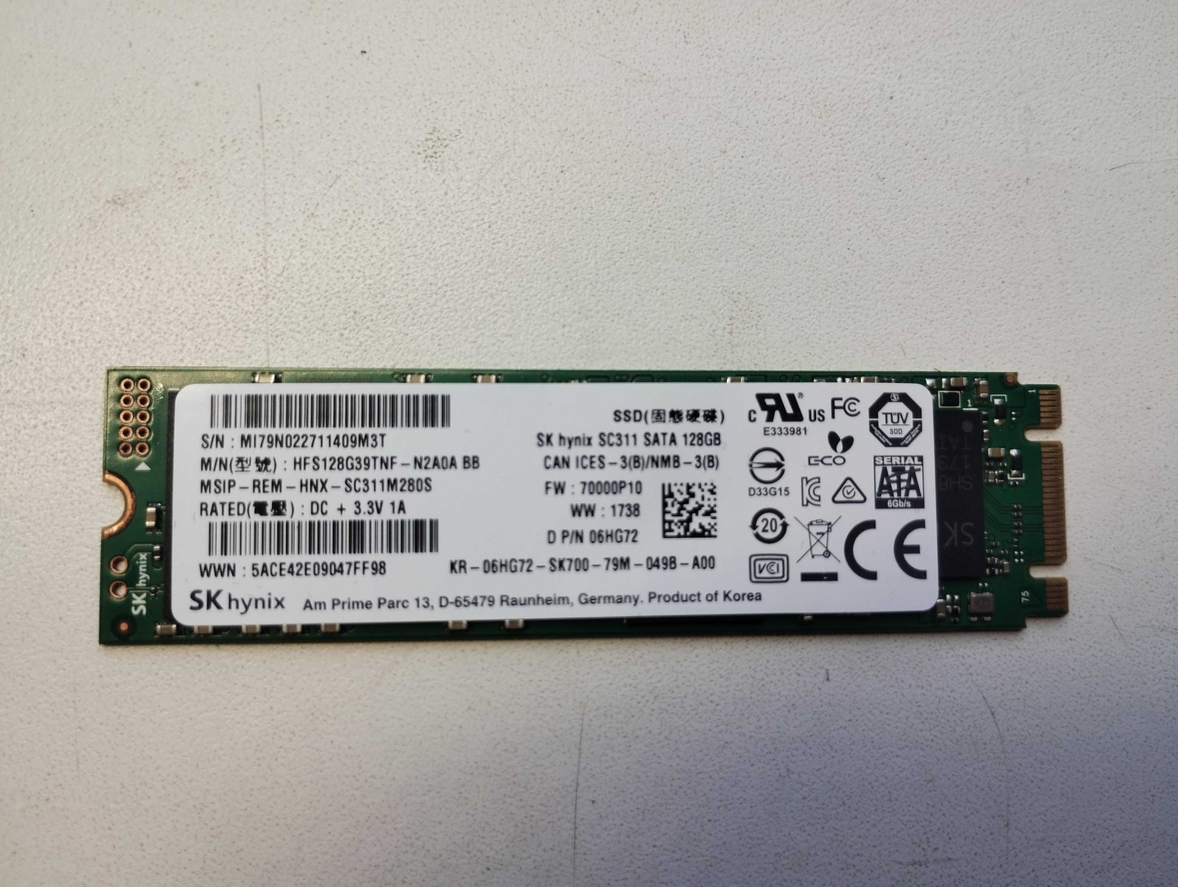 Пам'ять накопичувач SSD 128ГБайт. Виробництво  SK hynix.