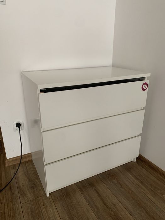 Komoda Ikea, komoda biała 3 szuflady, komoda z półkami