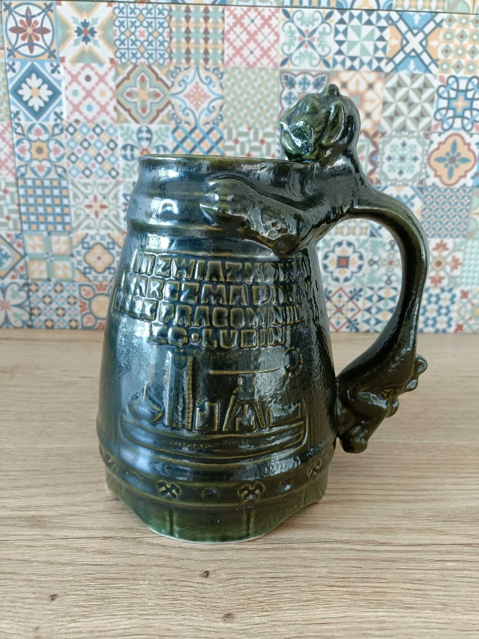 PRL Kufel Piwny Ceramiczny Górniczy ZG LUBIN - BARBÓRKA 1985