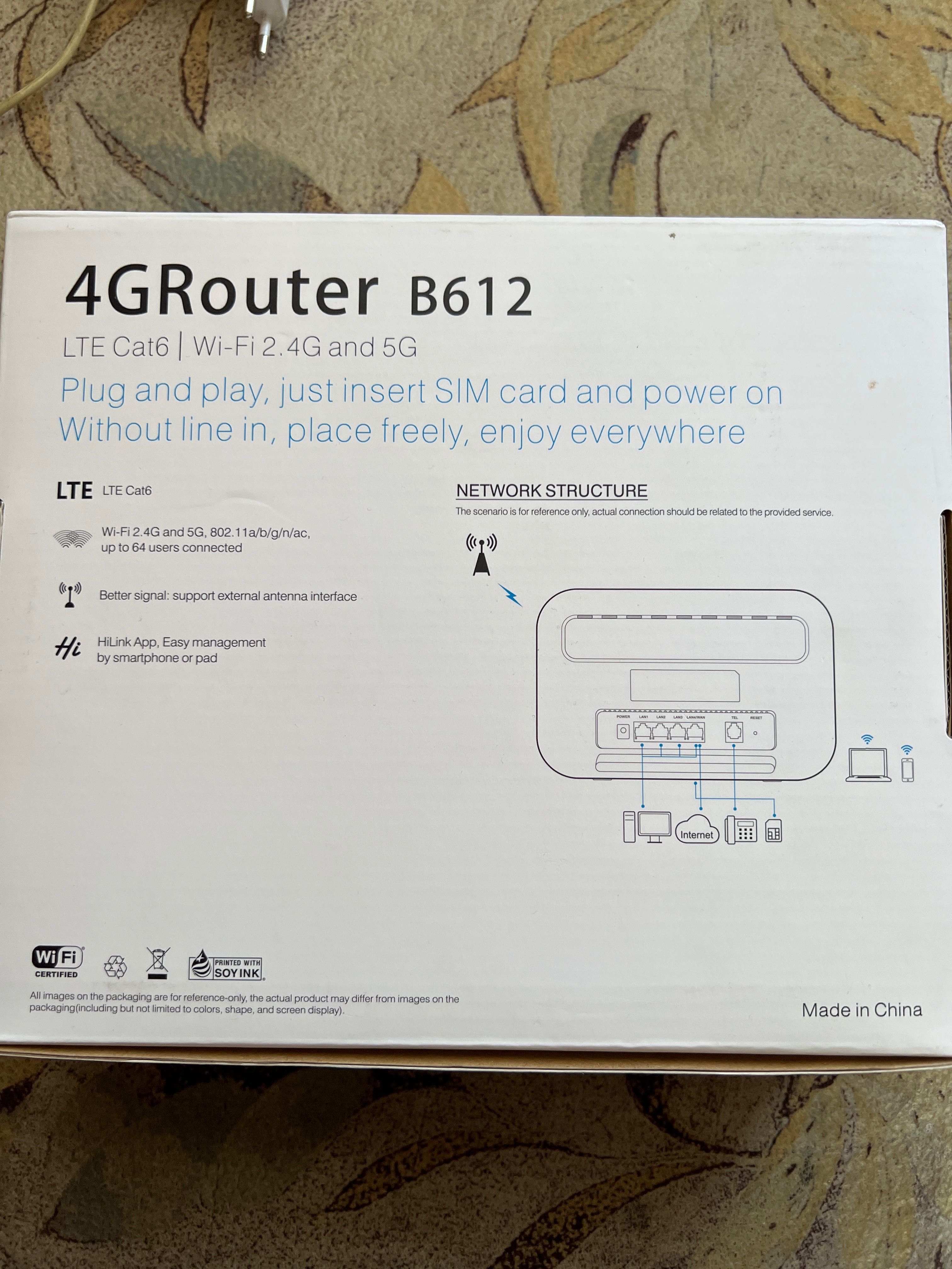 4G Router B612 работает от симкарты