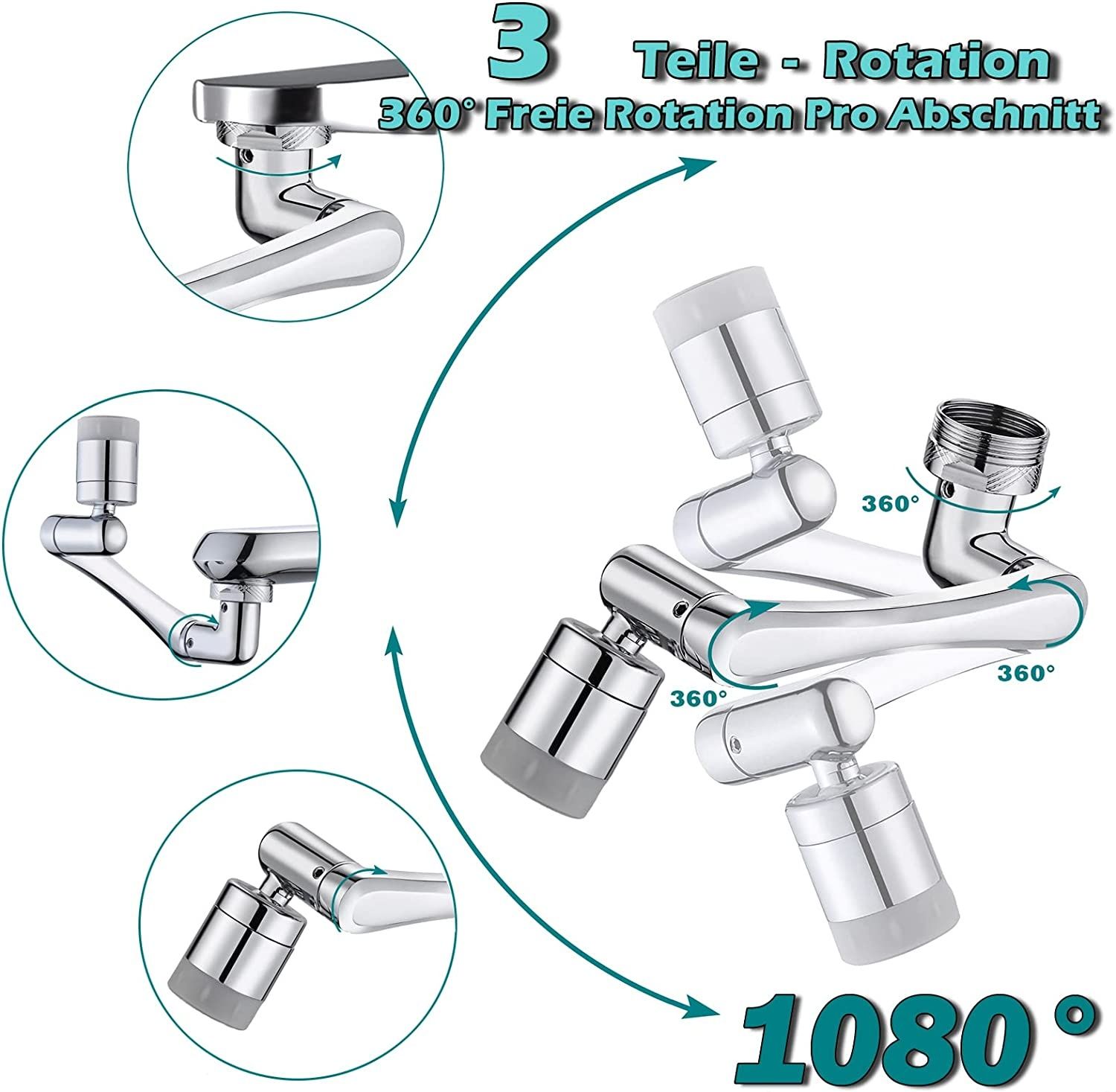 1080 stopni obrotowy aerator kranu przedłużacz