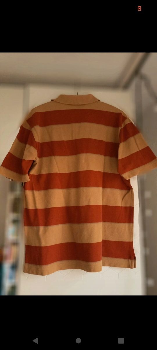 Koszulka polo w żółto-czerwone paski, rozmiar L, Mephisto