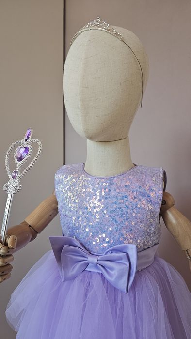 Дитяча пишна святкова фіолетова сукня принцеси на 5 6 7 років з бантом