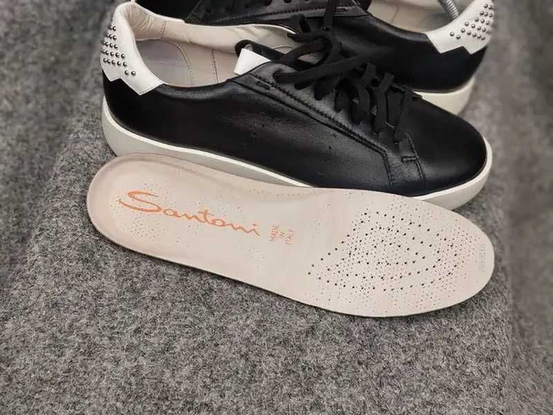 чоловічі класичні кеди зі шкіри високою підошвою santoni design black