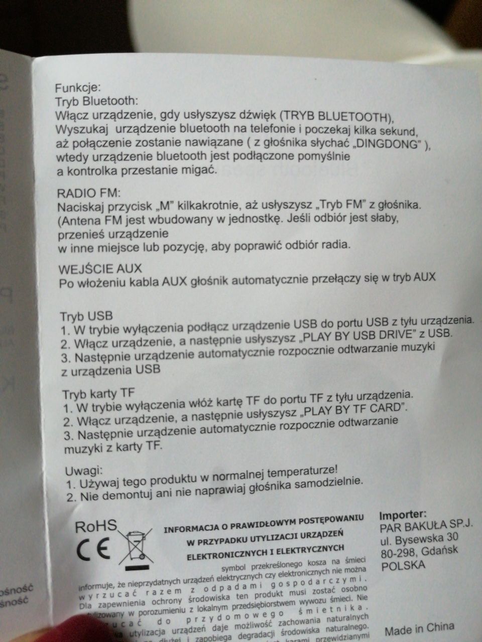 Nowy Głośnik Bluetooth czarny