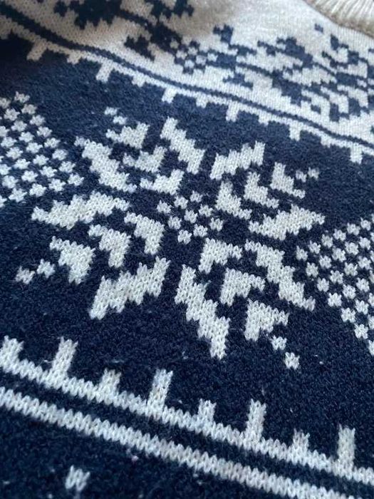 Sweter zimowy Reserved męski L, ciemnoniebieski z białym, śnieżynki
