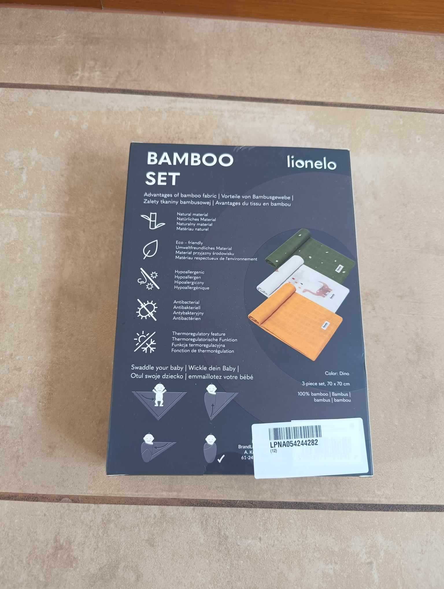 LIONELO Bamboo Set 3szt naturalne pieluszki bambusowe 70x70 NOWE