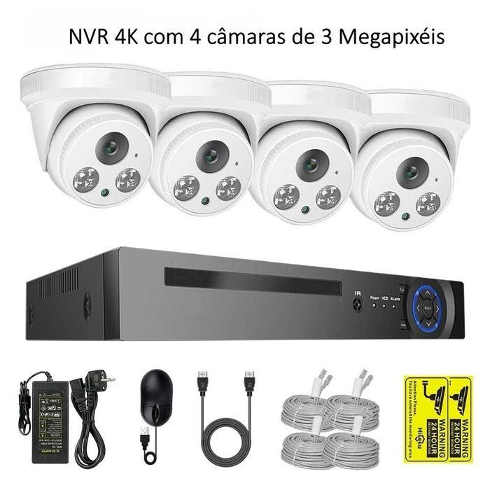 Sistema de segurança * 4 câmaras * PoE * 5MP * Identificação de rosto