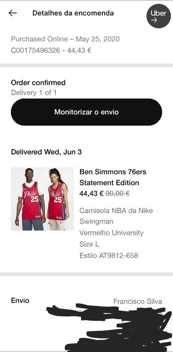 Camisola Nike Philadelphia Ben Simmons basket basquetebol em bom estad