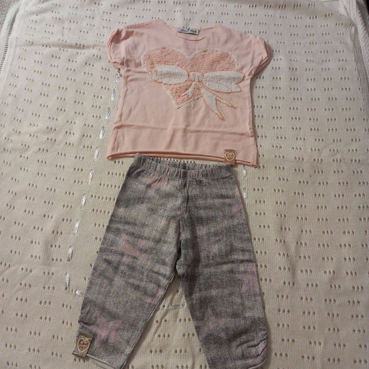 Komplet letni dziewczęcy, bluzeczka i legginsy, Gamex, r. 86