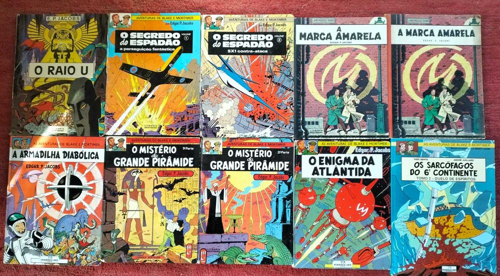 Blake e Mortimer de Edgar P. Jacobs. 10 volumes, Livraria Bertrand etc