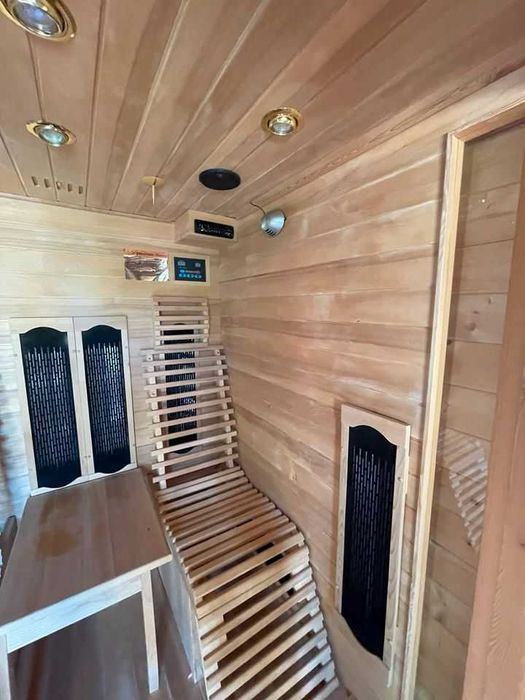 Sauna FIŃSKA + Sauna INFRARED 2w1 nowy piec 3kW zwykły prąd 2 Leżaki